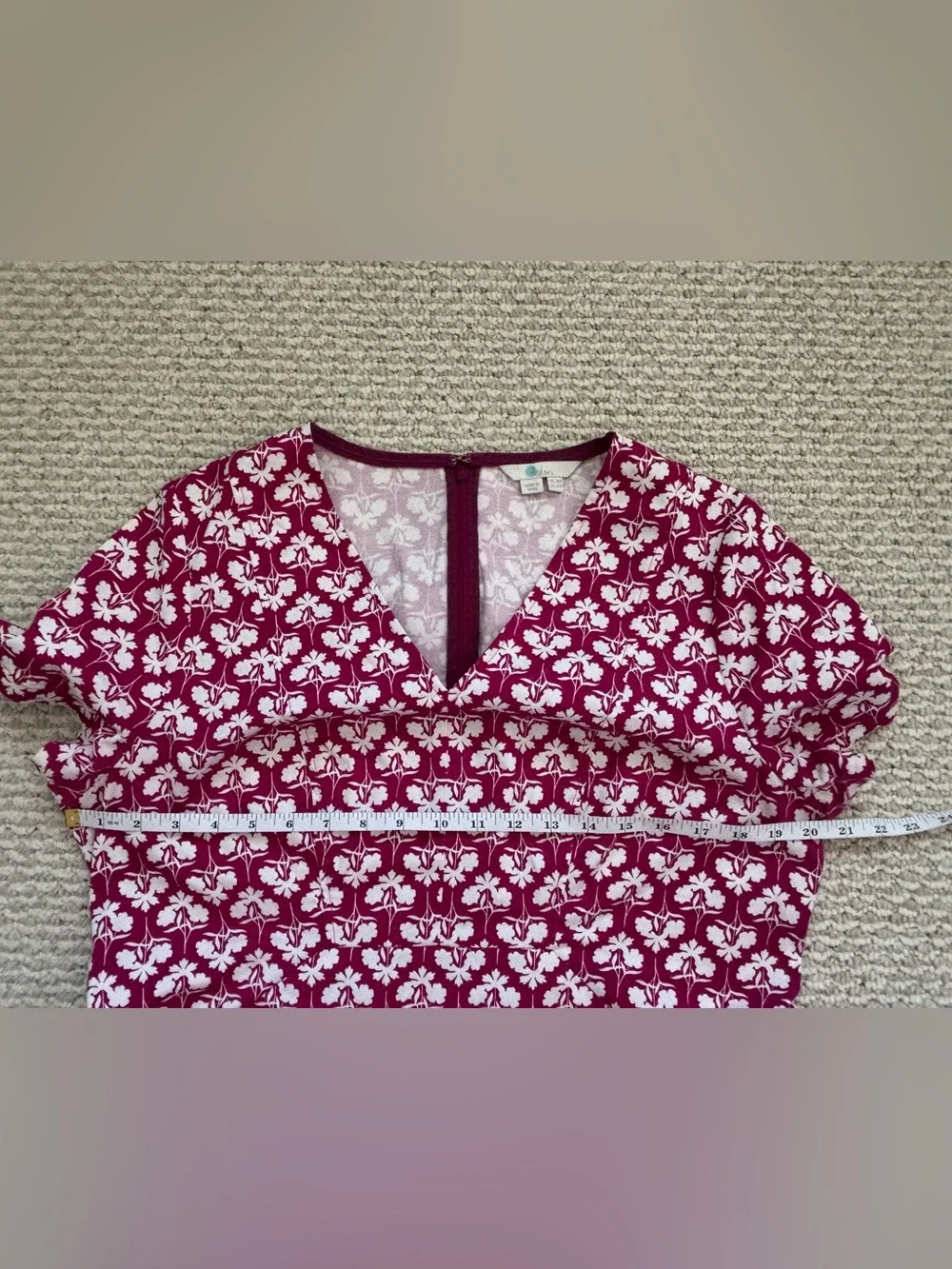Boden Women’s Size 14 R Dress Pink And White Floral V Neck Pockets